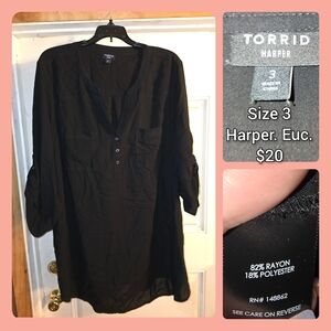 Torrid Black Button-Up Tunic